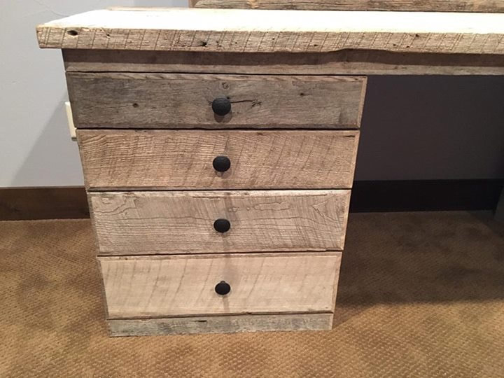 Gray Reclaimed Hollywood Vanity And Bench Red Miter Furniture