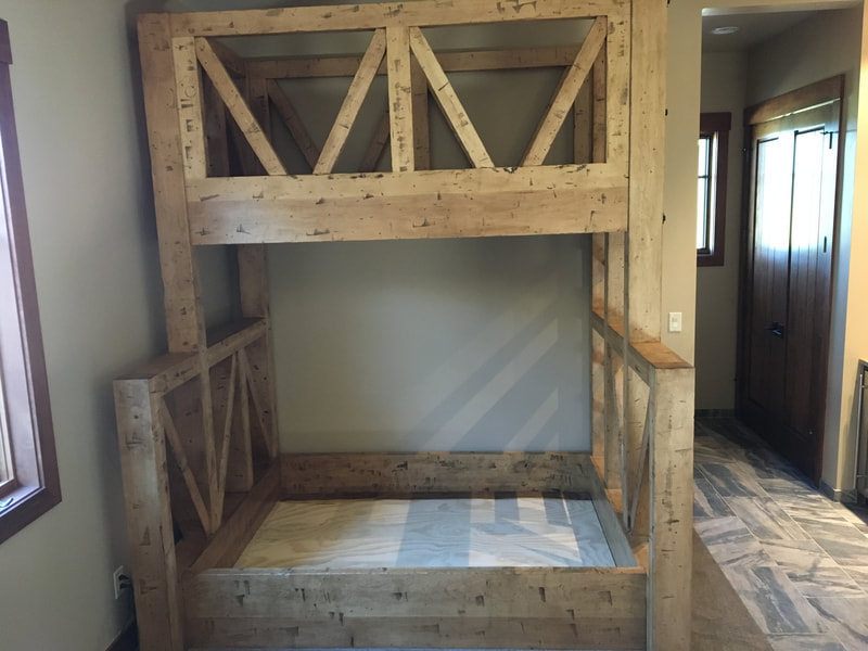 Front view of the maple bunk bed.